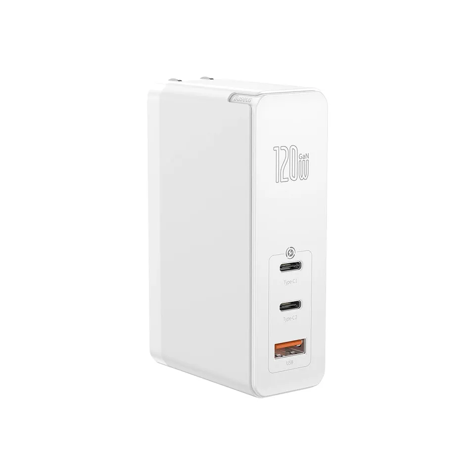 baseus-gan2-pro-3-ports-usb-c-fast-charger-120w-pd-3-0-qc4-foldable-plug-for-lap image 1