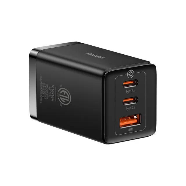 baseus-gan5-pro-cargador-usb-c-65w-3-puertos-gan image 1