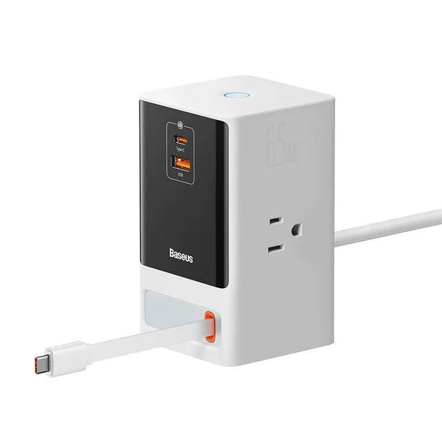 baseus-powercombo-6-en-1-estaci-n-de-carga-65w-blanca-con-cable-retr-ctil image 1