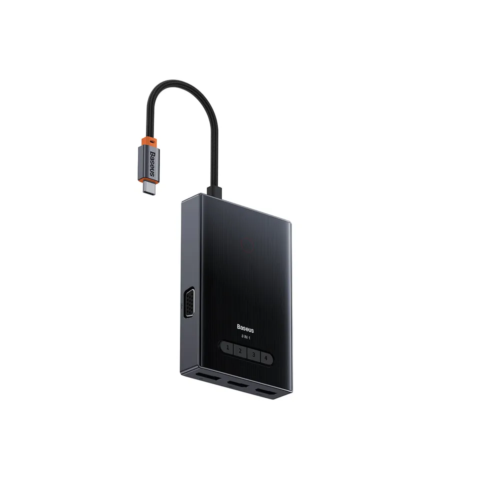 baseus-pioneerjoy-8-en-1-usb-c-hub-con-4k-100w-pd-y-4-pantallas image 1