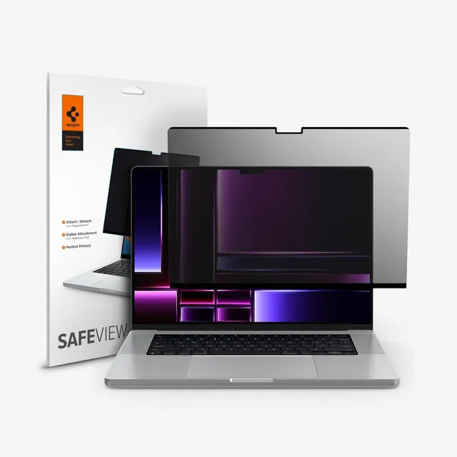 spigen-safe-view-filtro-de-privacidad-para-macbook-pro-16-m4-magn-tico-y-desmont image 1