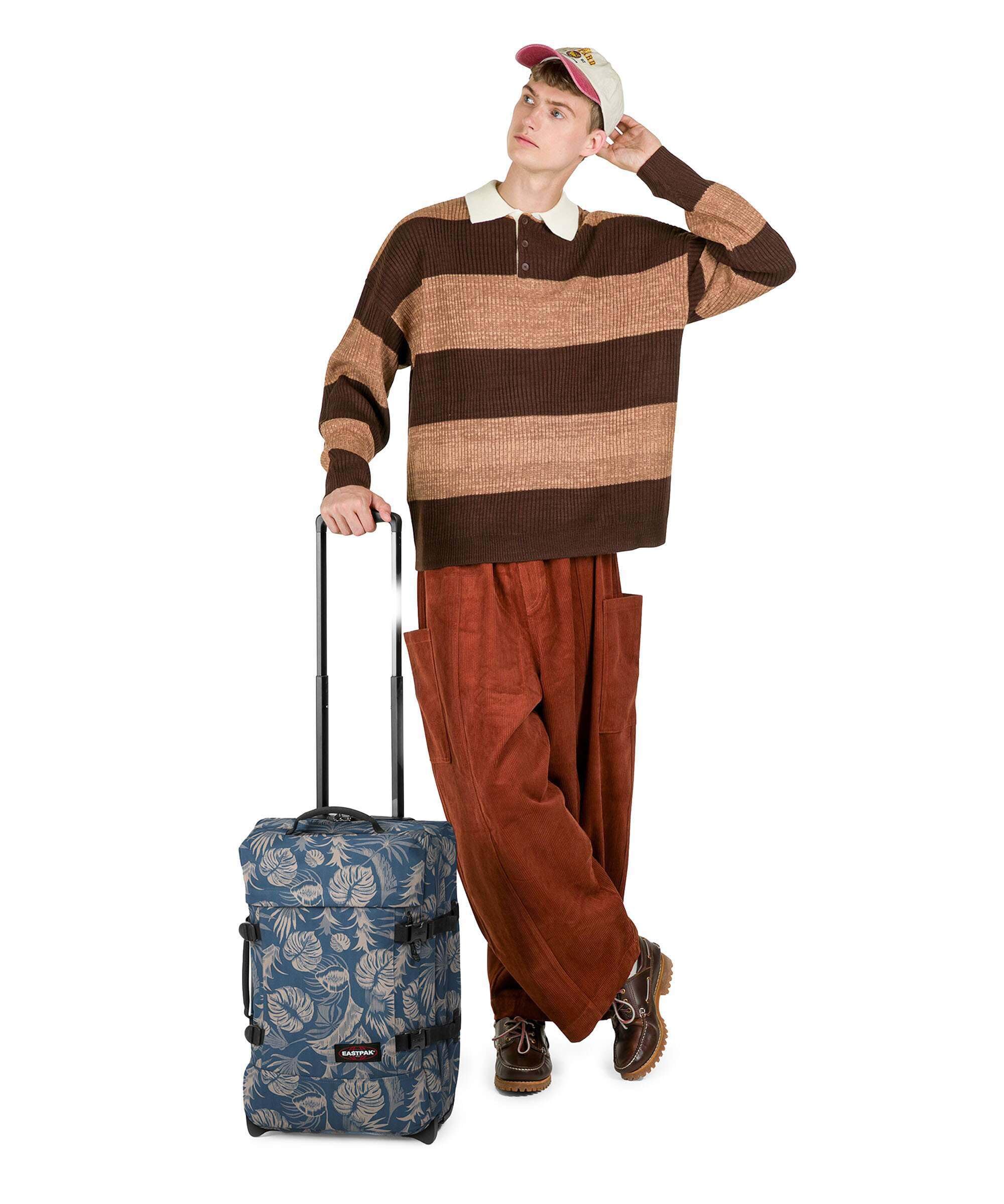 eastpak-tranverz-s-bolsa-de-viaje-con-ruedas-azul-y-beige-equipaje-de-mano-con-c image 3