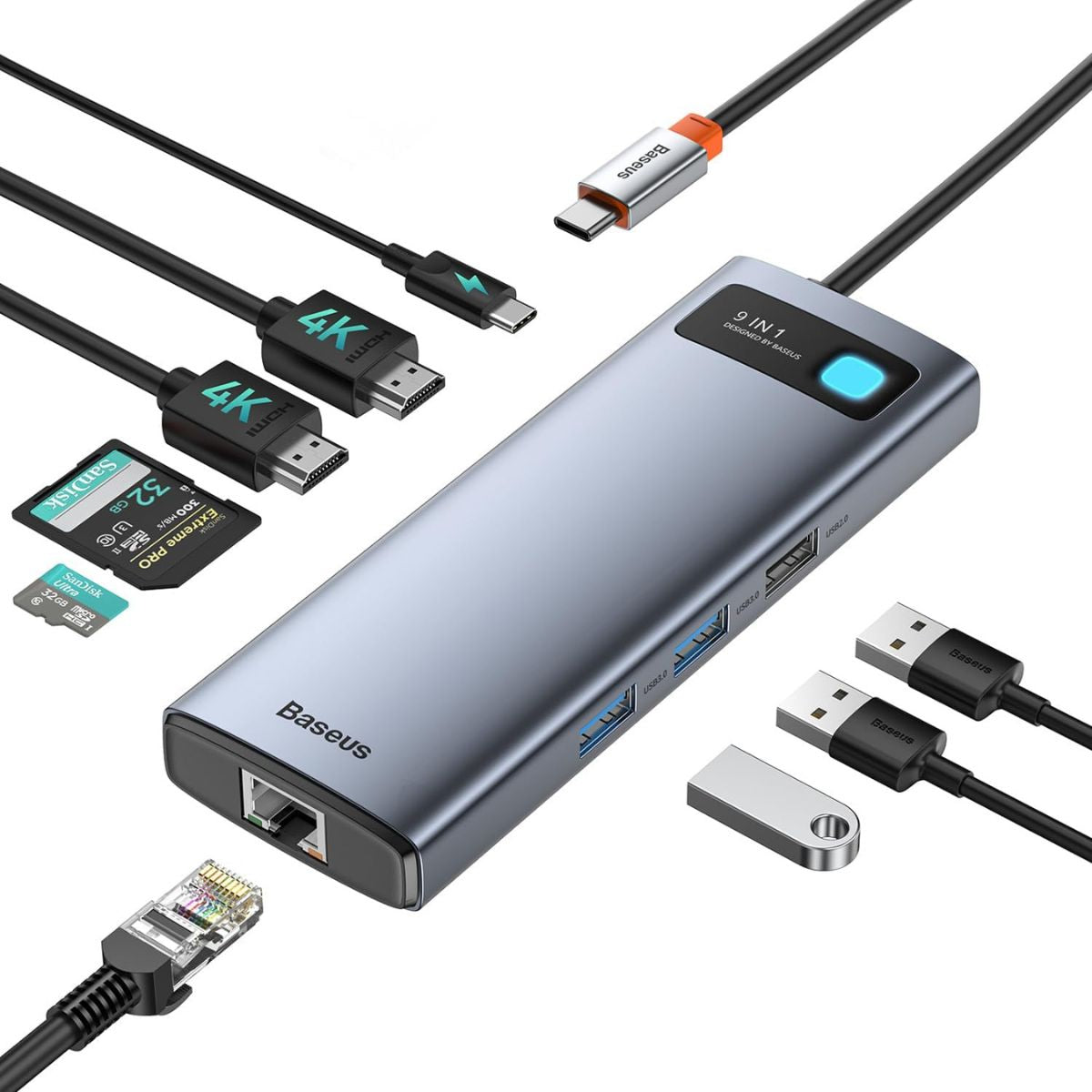 baseus-metal-gleam-serie-9-en-1-hub-usb-c-con-4k-60hz-y-pd-100w image 2