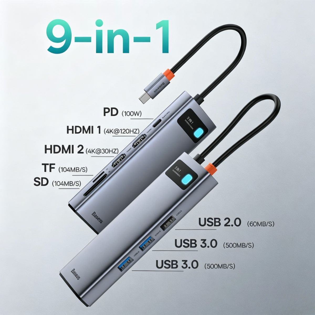 baseus-metal-gleam-serie-9-en-1-hub-usb-c-con-4k-60hz-y-pd-100w image 6