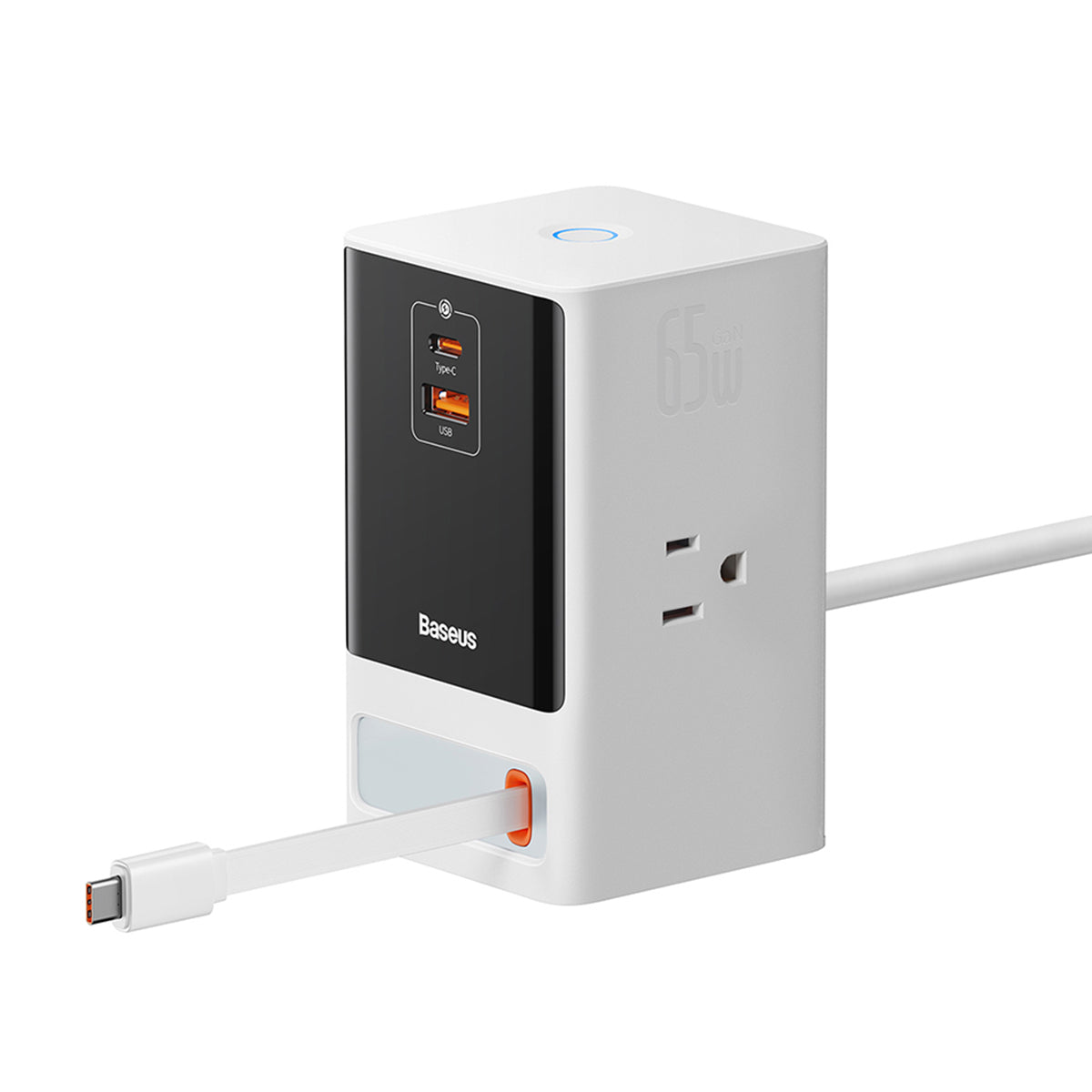 baseus-powercombo-6-en-1-estaci-n-de-carga-65w-blanca-con-cable-retr-ctil image 1