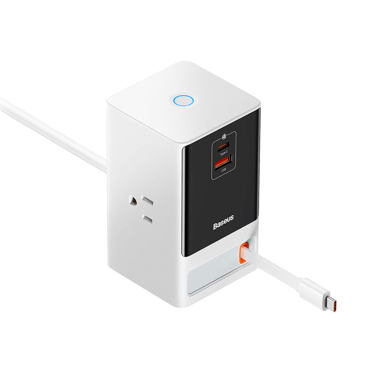 baseus-powercombo-6-en-1-estaci-n-de-carga-65w-blanca-con-cable-retr-ctil image 3