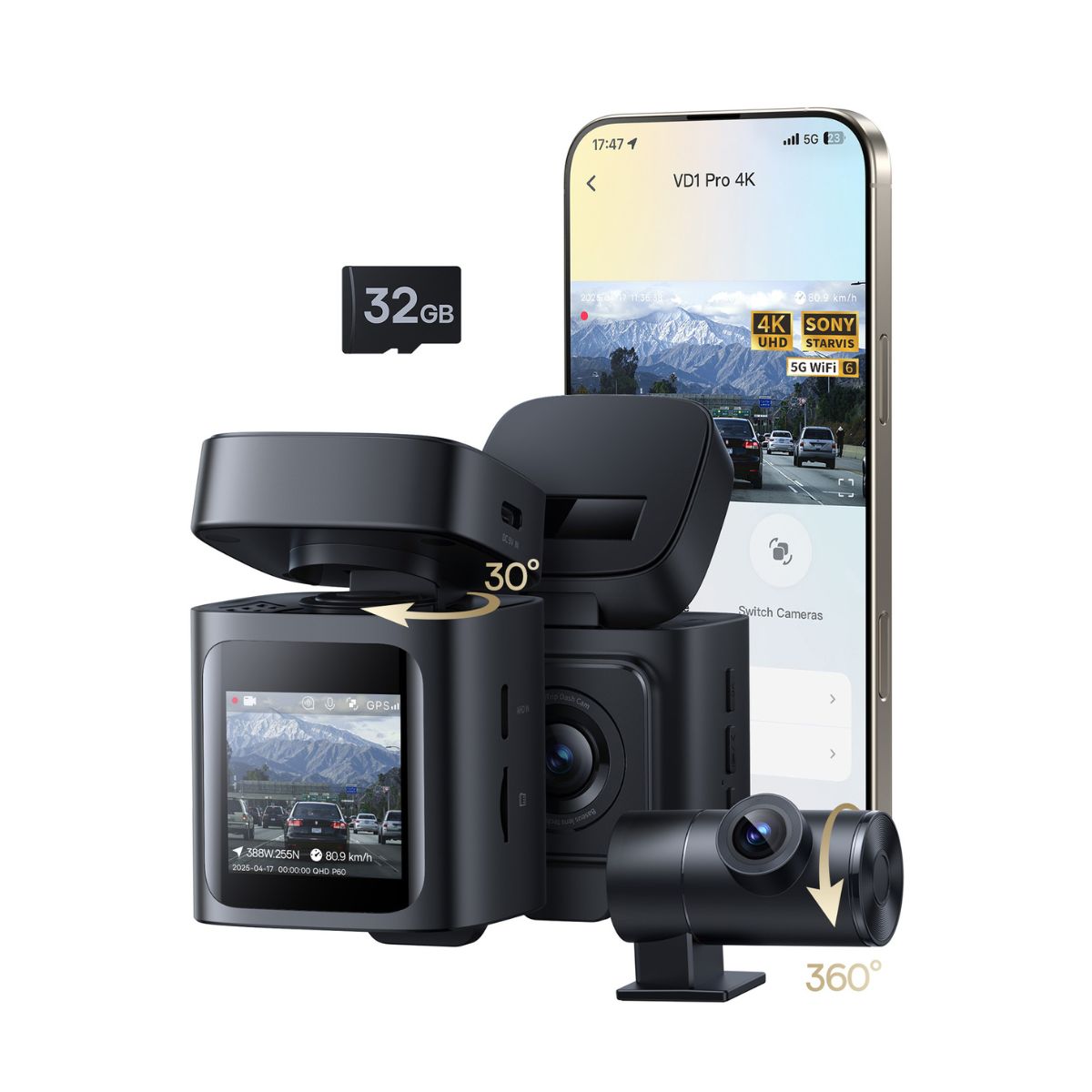baseus-primetrip-vd1-pro-dash-cam-4k-1080p-con-bater-a-de-litio-y-panel-solar image 2