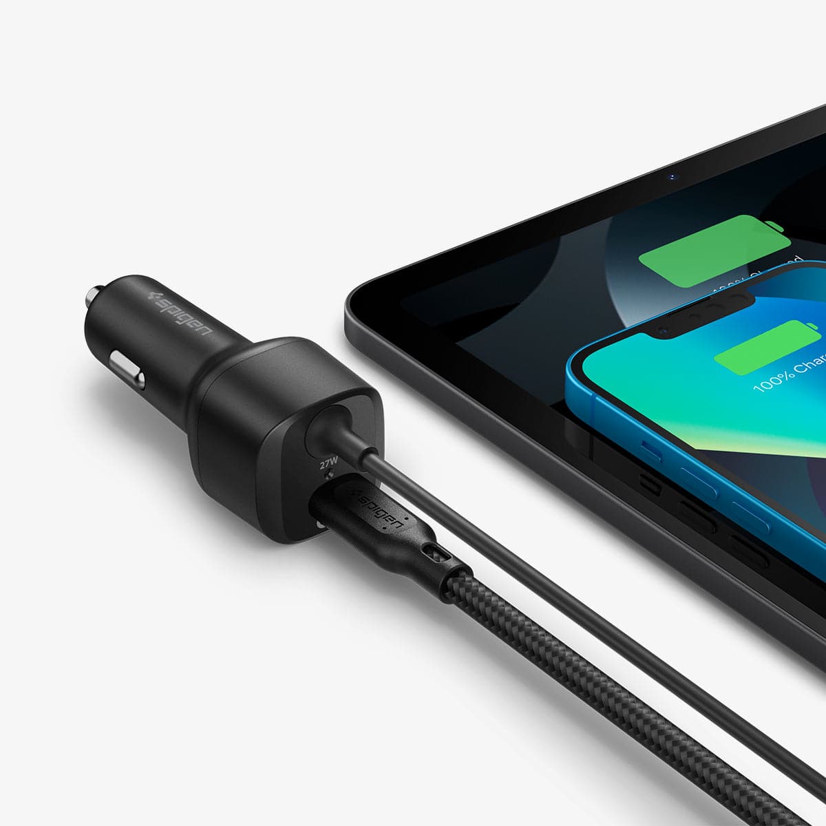spigen-arcstation-cargador-de-coche-pc2100-cable-lightning-integrado-mfi-27w-pue image 8