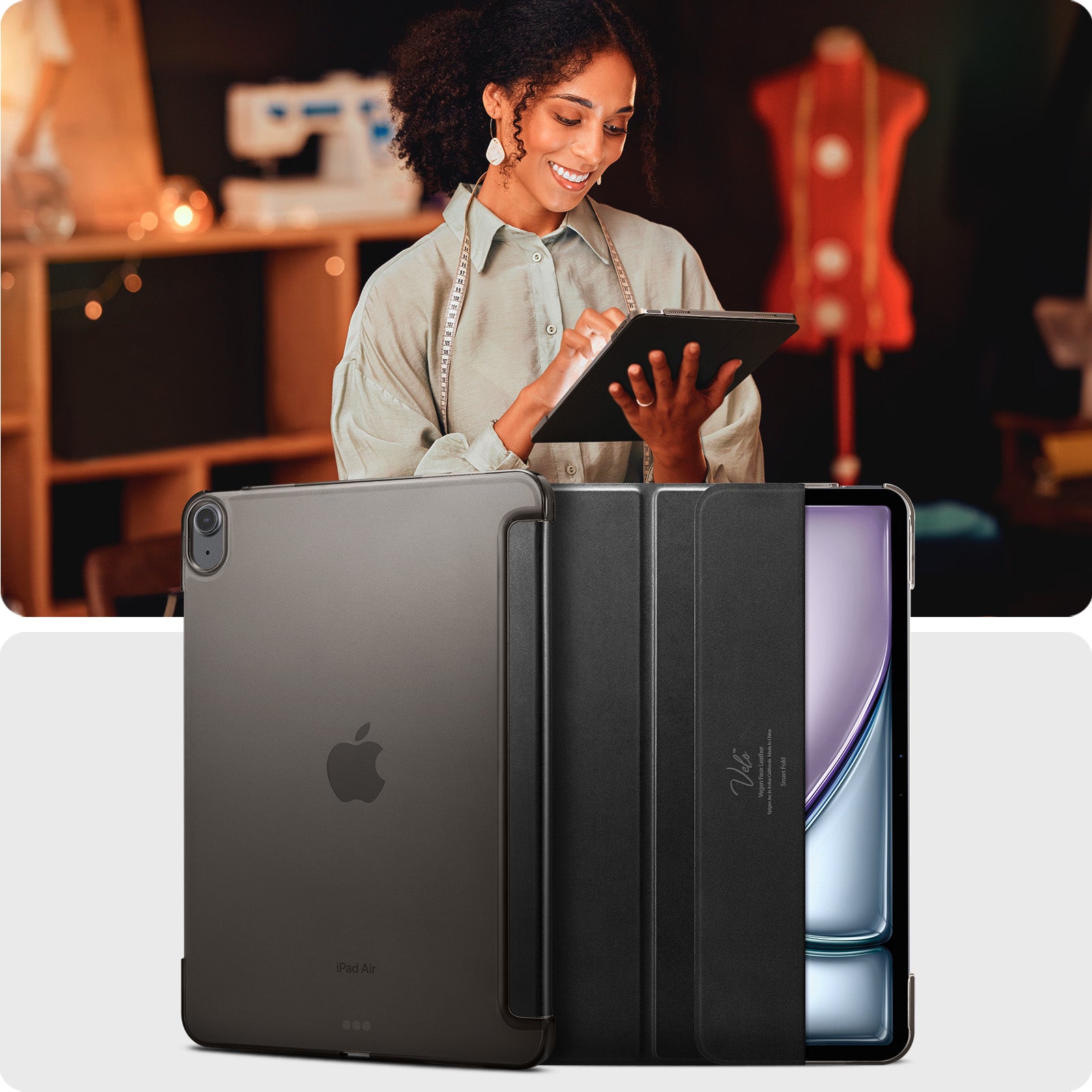 spigen-smart-fold-funda-tipo-libro-para-ipad-air-11-pulgadas-m2-con-soporte-y-mi image 8
